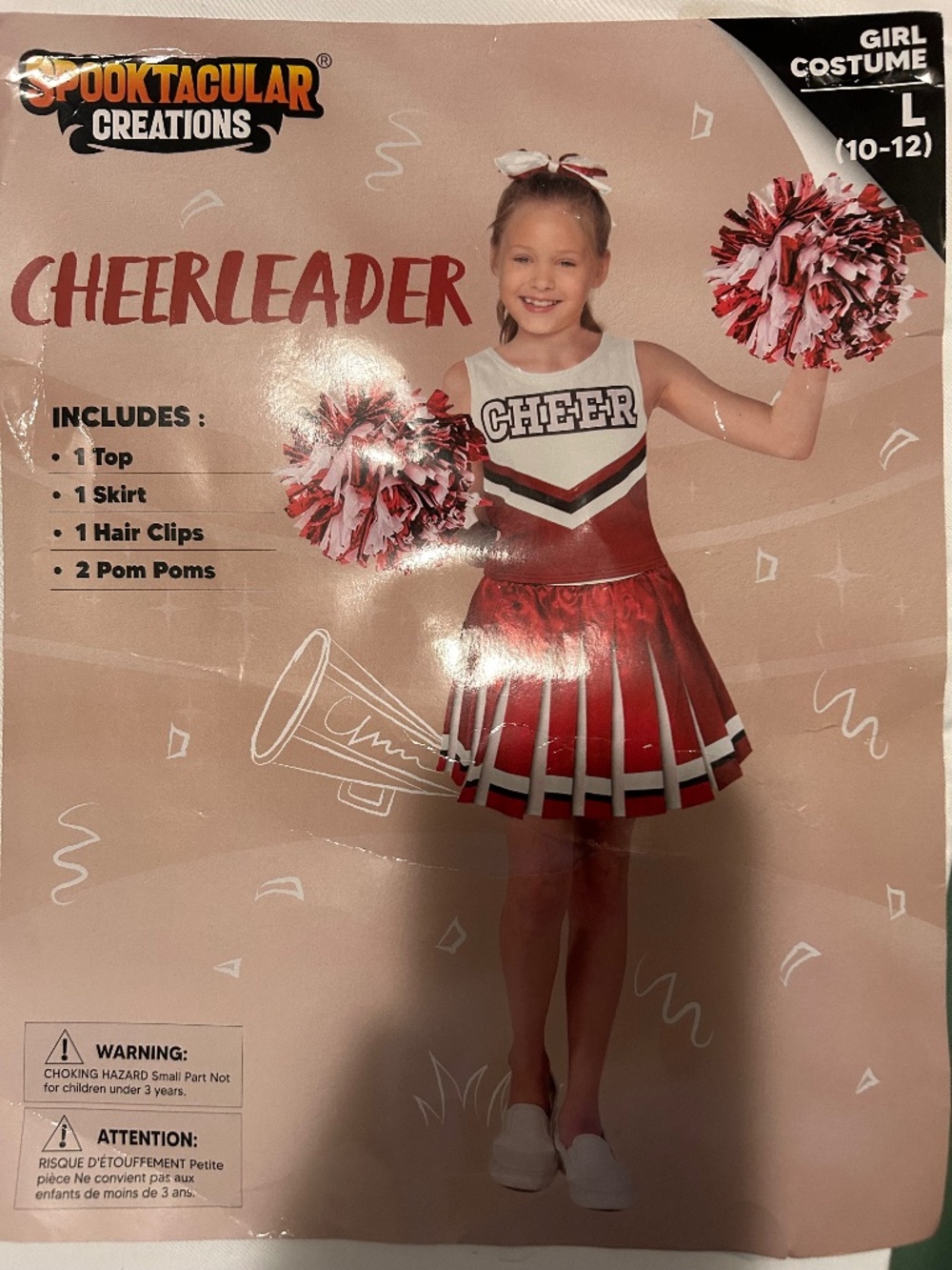 Spooktacular Creations Girls Cheerleader Costume Set Red White Black Large 10-12